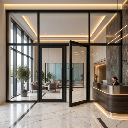138 MM series broad panel fixed and openable glass entrance system