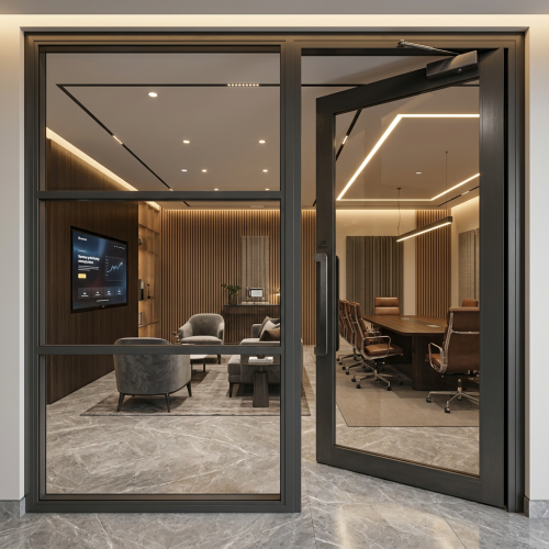 138 MM series broad panel openable and fixed aluminium glass door